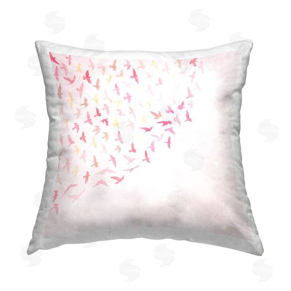 stupell industries Carrie Cantwell | Fluttering Pink Birds Printed Throw Pillow