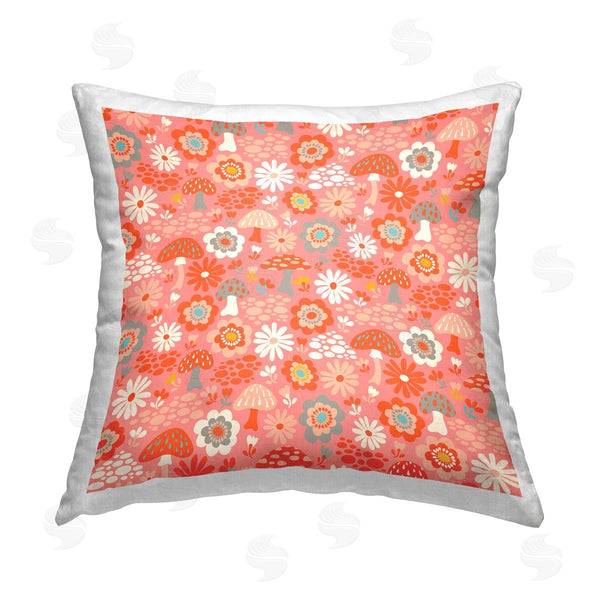stupell industries Carrie Cantwell | Fun Cottage Florals Pattern Printed Throw Pillow