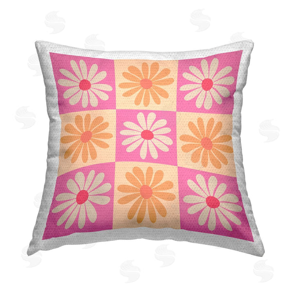 Stupell Industries Carrie Cantwell | Fun Daisy Checkerboard Printed Throw Pillow
