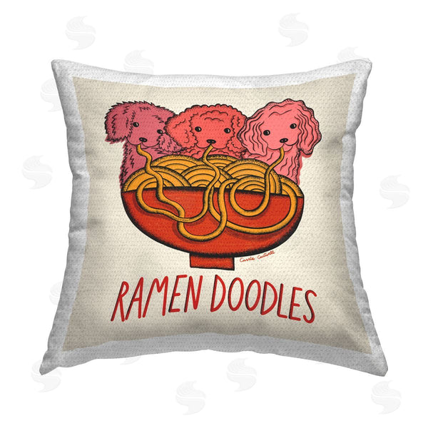 Stupell Industries Carrie Cantwell | Fun Ramen Dogs Printed Throw Pillow