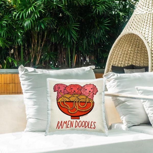 Stupell Industries Carrie Cantwell | Fun Ramen Dogs Printed Throw Pillow