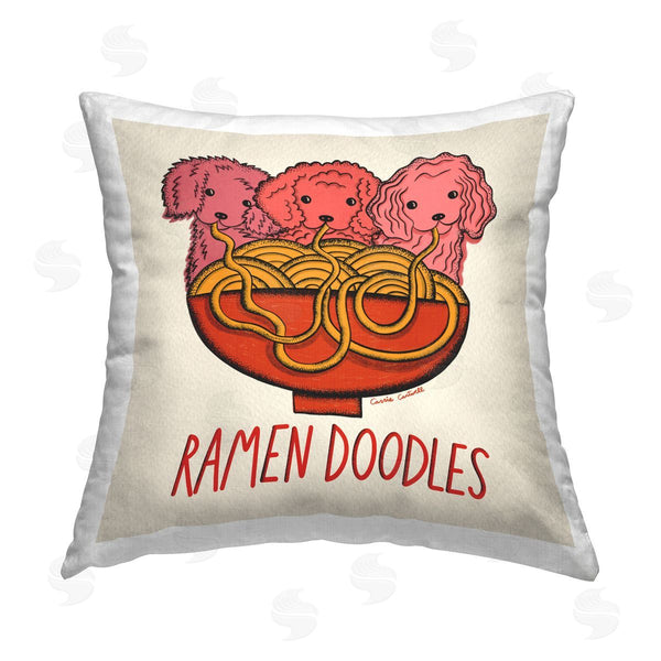 stupell industries Carrie Cantwell | Fun Ramen Dogs Printed Throw Pillow
