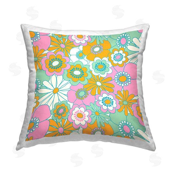 stupell industries Carrie Cantwell | Groovy Flower Pattern Printed Throw Pillow