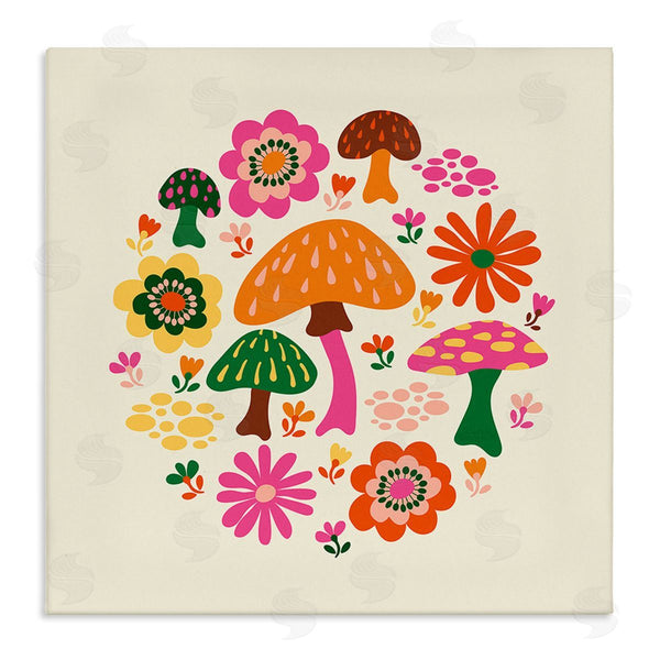stupell industries Carrie Cantwell | Groovy Mushrooms & Daisies Wall Art