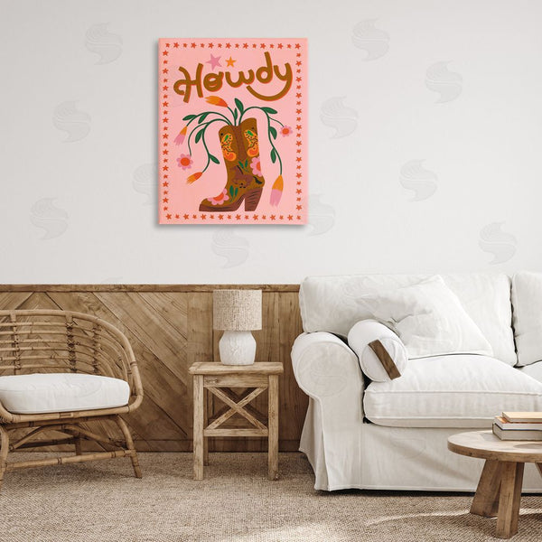 Stupell Industries Carrie Cantwell | Howdy Floral Cowgirl Boots Wall Art