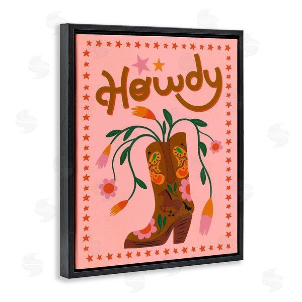 Stupell Industries Carrie Cantwell | Howdy Floral Cowgirl Boots Wall Art