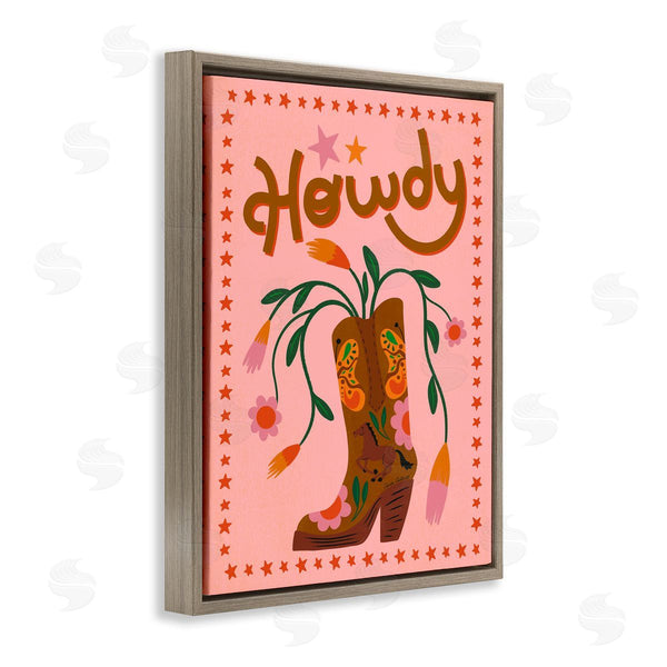 Stupell Industries Carrie Cantwell | Howdy Floral Cowgirl Boots Wall Art