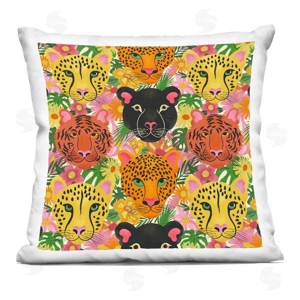 stupell industries Carrie Cantwell | Jungle Cats Wildlife Pattern Printed Throw Pillow
