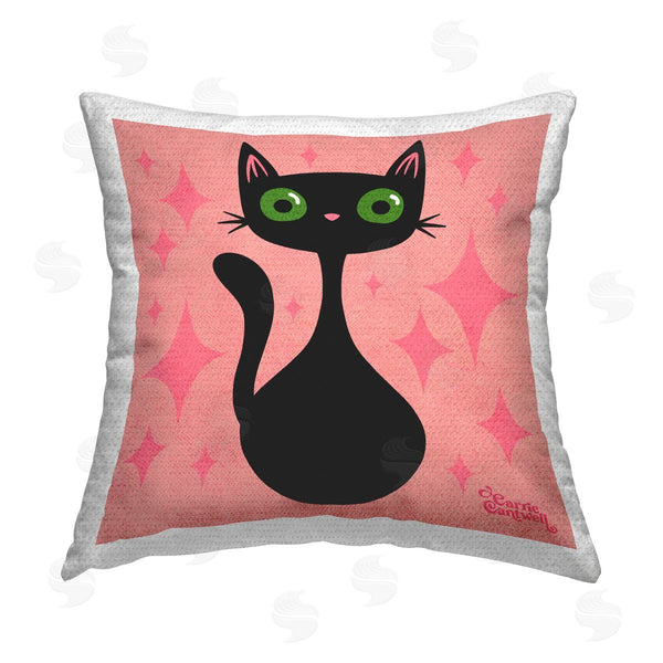 Stupell Industries Carrie Cantwell | Kitty With Diamond Pattern Printed Throw Pillow