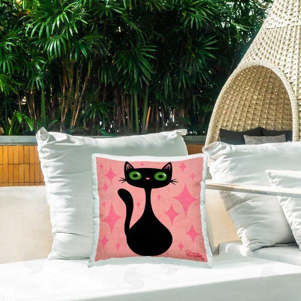 Stupell Industries Carrie Cantwell | Kitty With Diamond Pattern Printed Throw Pillow
