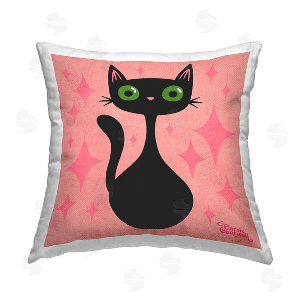 stupell industries Carrie Cantwell | Kitty with Diamond Pattern Printed Throw Pillow