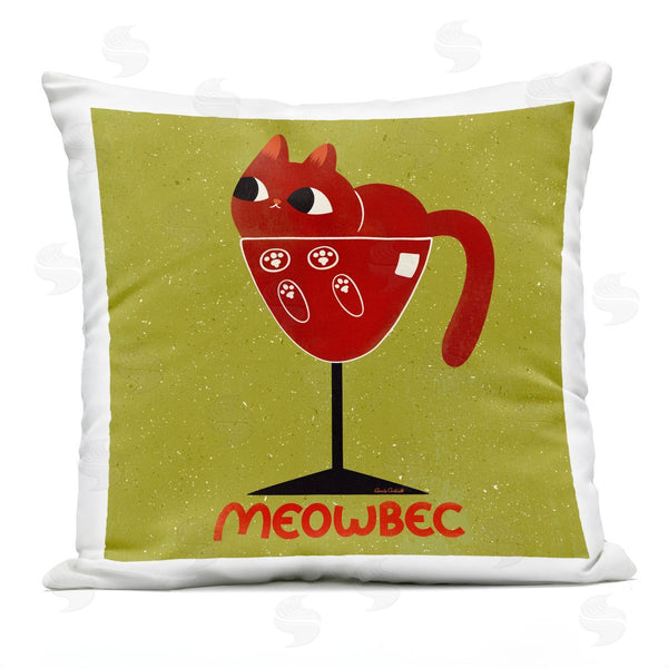 Stupell Industries Carrie Cantwell | Meowbec Cat Wine Printed Throw Pillow