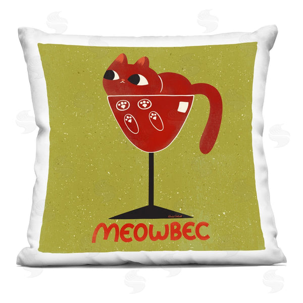 stupell industries Carrie Cantwell | Meowbec Cat Wine Printed Throw Pillow