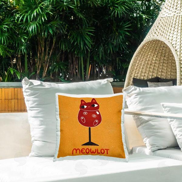 Stupell Industries Carrie Cantwell | Meowlot Cat Merlot Printed Throw Pillow