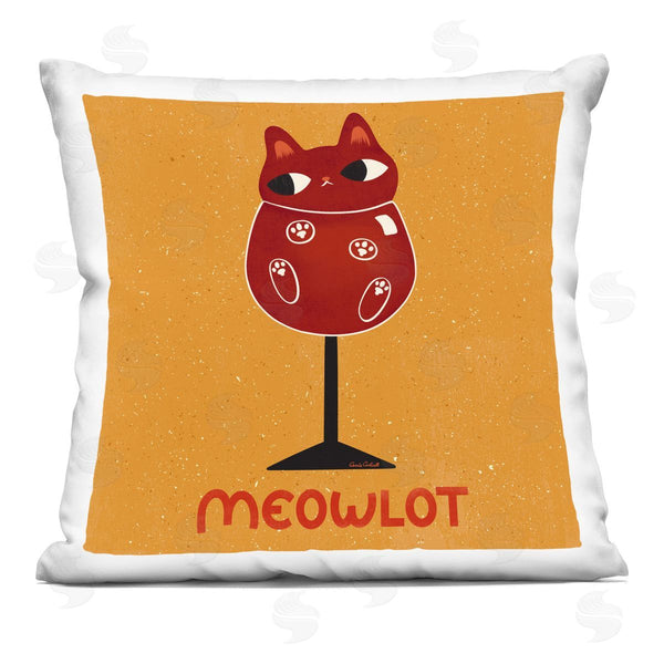 stupell industries Carrie Cantwell | Meowlot Cat Merlot Printed Throw Pillow