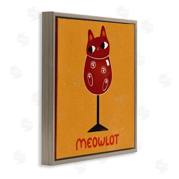 Stupell Industries Carrie Cantwell | Meowlot Cat Merlot Wall Art