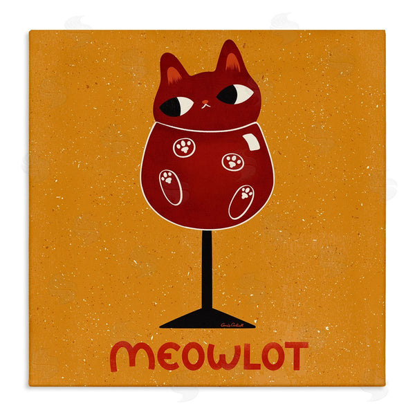 stupell industries Carrie Cantwell | Meowlot Cat Merlot Wall Art