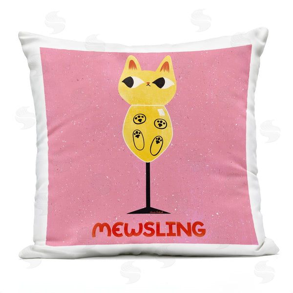 Stupell Industries Carrie Cantwell | Mewsling Cat Wine Printed Throw Pillow