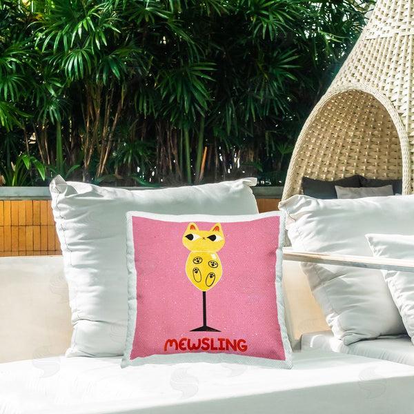 Stupell Industries Carrie Cantwell | Mewsling Cat Wine Printed Throw Pillow