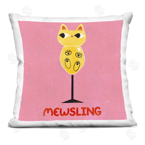 stupell industries Carrie Cantwell | Mewsling Cat Wine Printed Throw Pillow