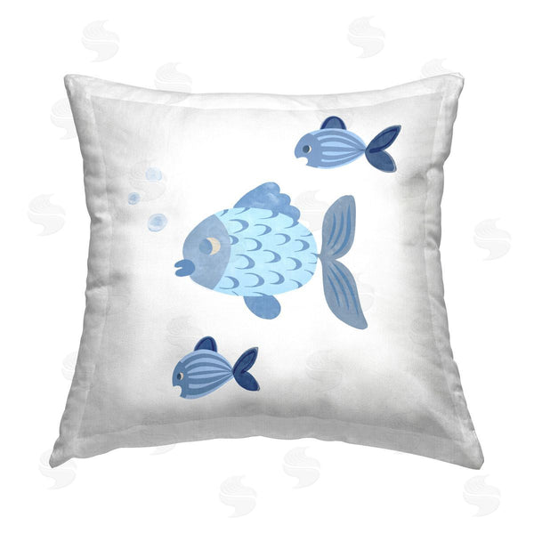 stupell industries Carrie Cantwell | Minimal Blue Fish Printed Throw Pillow