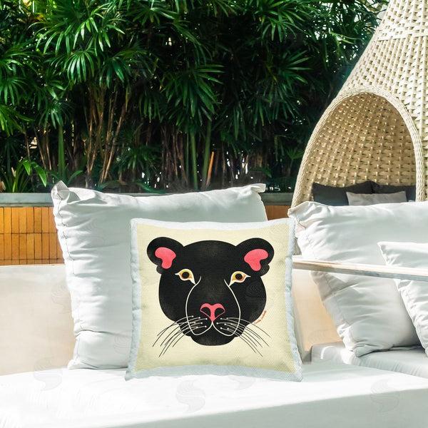 Stupell Industries Carrie Cantwell | Minimal Wild Panther Face Printed Throw Pillow