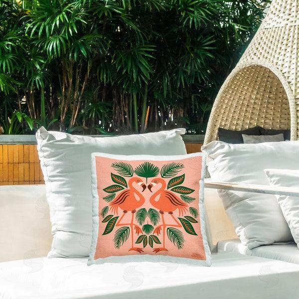 Stupell Industries Carrie Cantwell | Mirrored Flamingo Friends Printed Throw Pillow