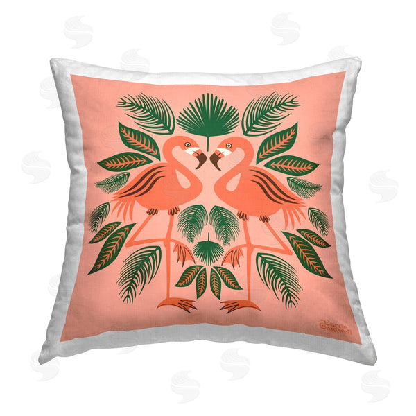 stupell industries Carrie Cantwell | Mirrored Flamingo Friends Printed Throw Pillow