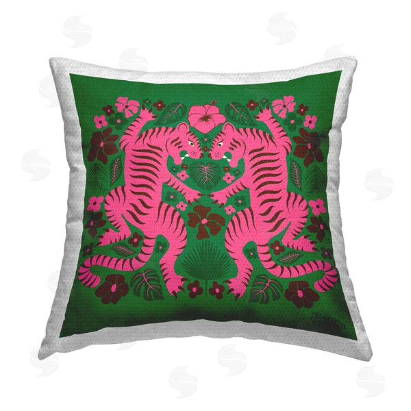 Stupell Industries Carrie Cantwell | Mirrored Tigers Pattern Printed Throw Pillow