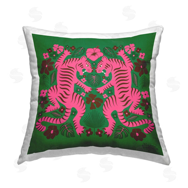stupell industries Carrie Cantwell | Mirrored Tigers Pattern Printed Throw Pillow