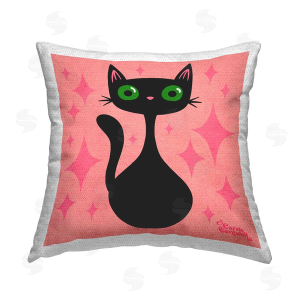 Stupell Industries Carrie Cantwell | Modern Black Cat Printed Throw Pillow