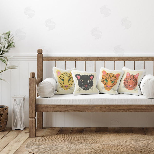 Stupell Industries Carrie Cantwell | Modern Jungle Wildlife Faces Printed Throw Pillow Set