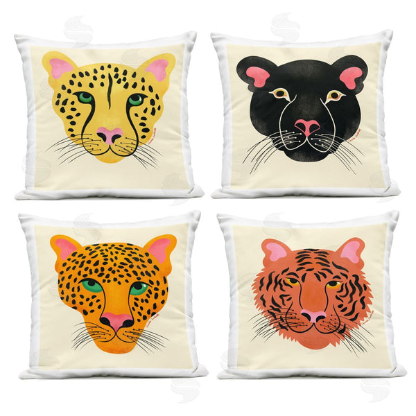 Stupell Industries Carrie Cantwell | Modern Jungle Wildlife Faces Printed Throw Pillow Set