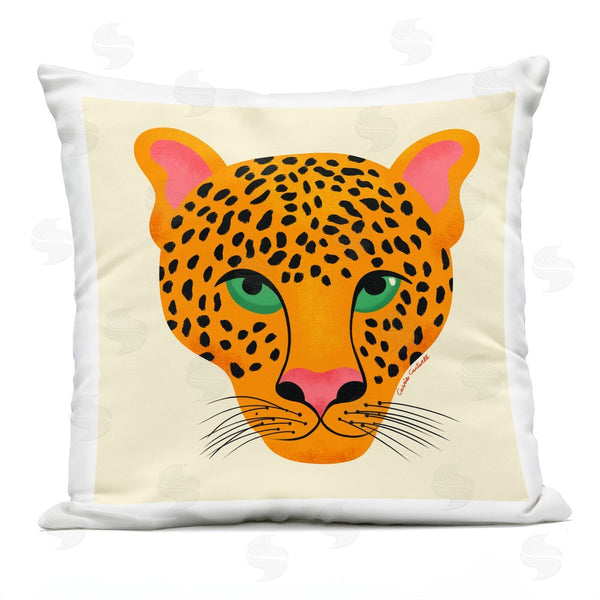 Stupell Industries Carrie Cantwell | Modern Leopard Wildlife Face Printed Throw Pillow