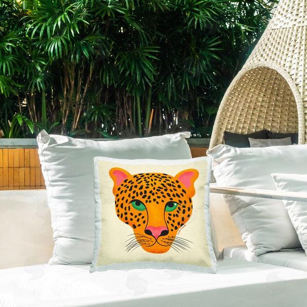Stupell Industries Carrie Cantwell | Modern Leopard Wildlife Face Printed Throw Pillow