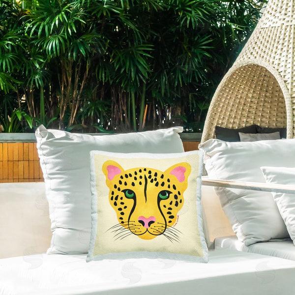 Stupell Industries Carrie Cantwell | Modern Wild Cheetah Face Printed Throw Pillow