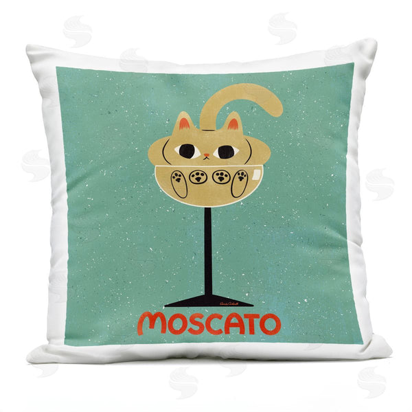 Stupell Industries Carrie Cantwell | Moscato Feline Wine Printed Throw Pillow