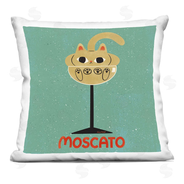 stupell industries Carrie Cantwell | Moscato Feline Wine Printed Throw Pillow