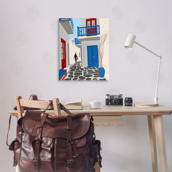 Stupell Industries Carrie Cantwell | Mykonos City Alley Wall Art