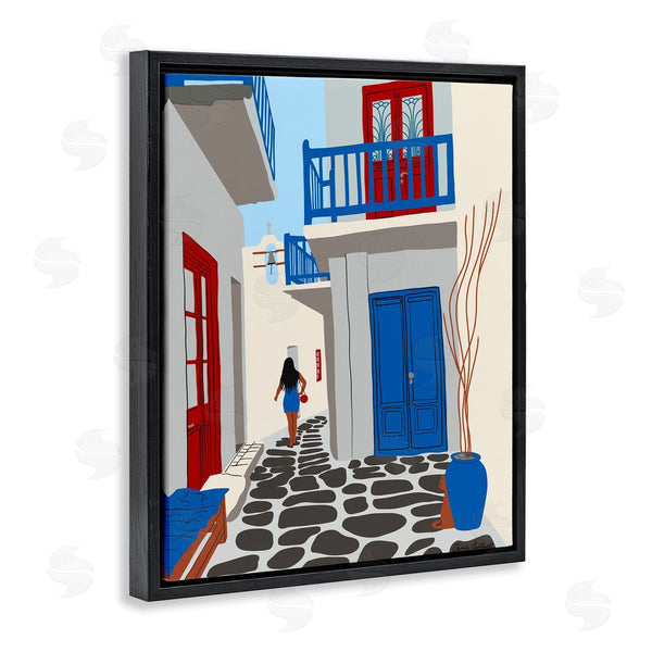Stupell Industries Carrie Cantwell | Mykonos City Alley Wall Art