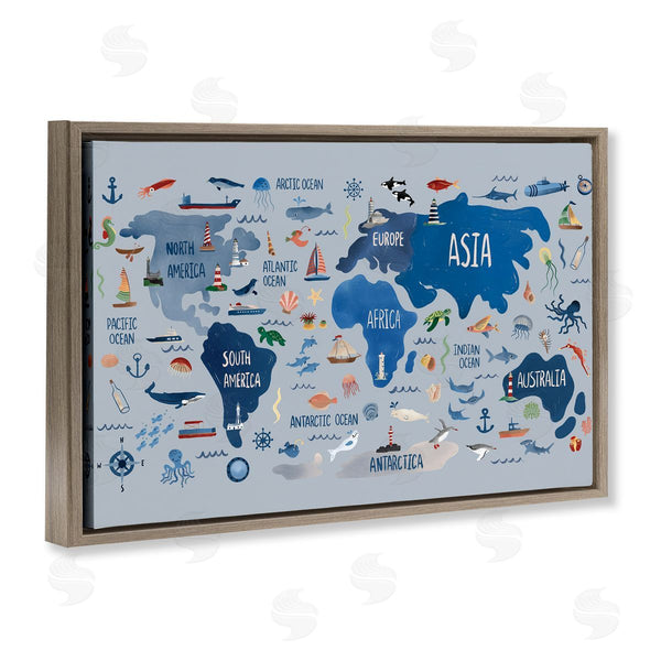 Stupell Industries Carrie Cantwell | Nautical Themed Map