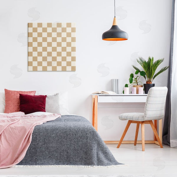 Stupell Industries Carrie Cantwell | Neutral Checkered Pattern Wall Art