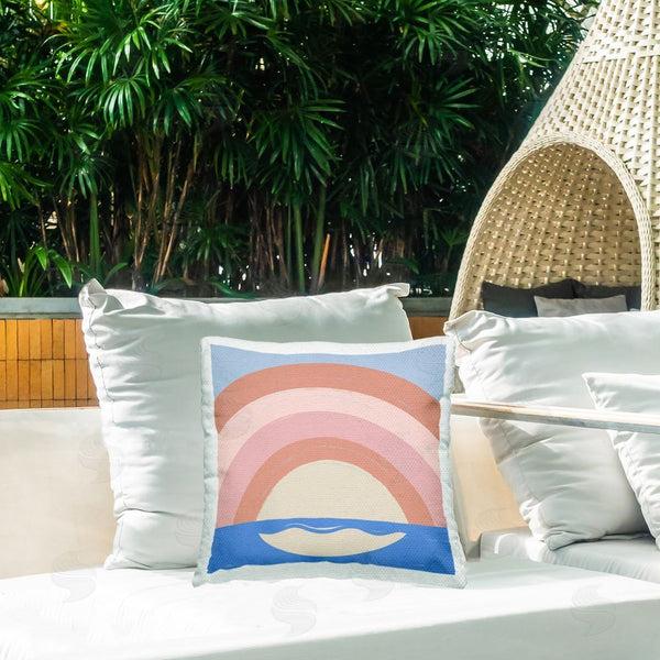 Stupell Industries Carrie Cantwell | Ocean Rainbow Reflection Printed Throw Pillow
