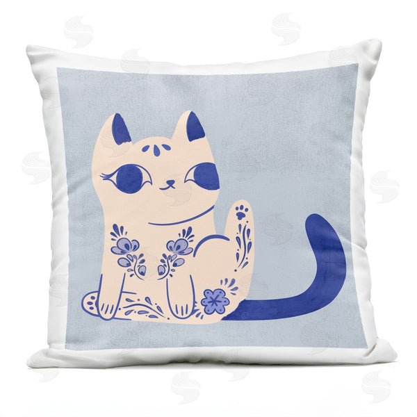 Stupell Industries Carrie Cantwell | Ornate Floral Cat Printed Throw Pillow