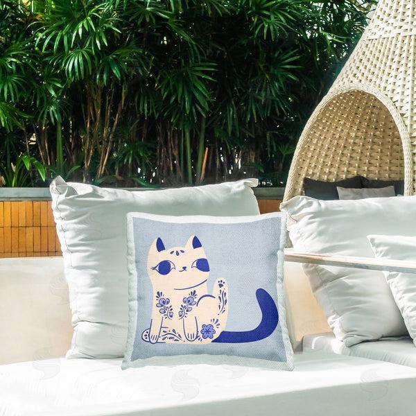 Stupell Industries Carrie Cantwell | Ornate Floral Cat Printed Throw Pillow