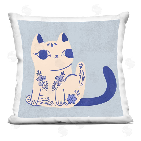 stupell industries Carrie Cantwell | Ornate Floral Cat Printed Throw Pillow