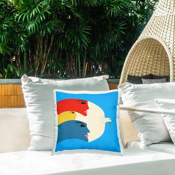 Stupell Industries Carrie Cantwell | Peaceful Dove With Faces Printed Throw Pillow