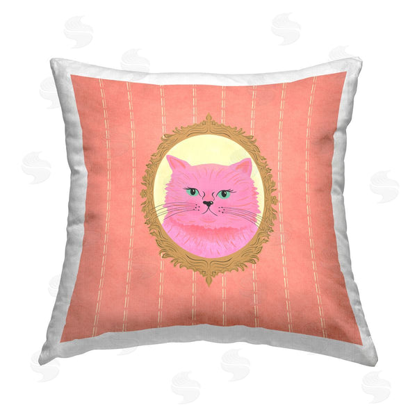 stupell industries Carrie Cantwell | Pink Cat Portrait Printed Throw Pillow