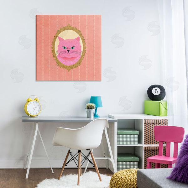 Stupell Industries Carrie Cantwell | Pink Cat Portrait Wall Art