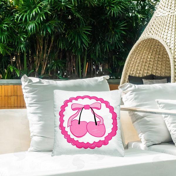 Stupell Industries Carrie Cantwell | Pink Cherries & Bow Printed Throw Pillow